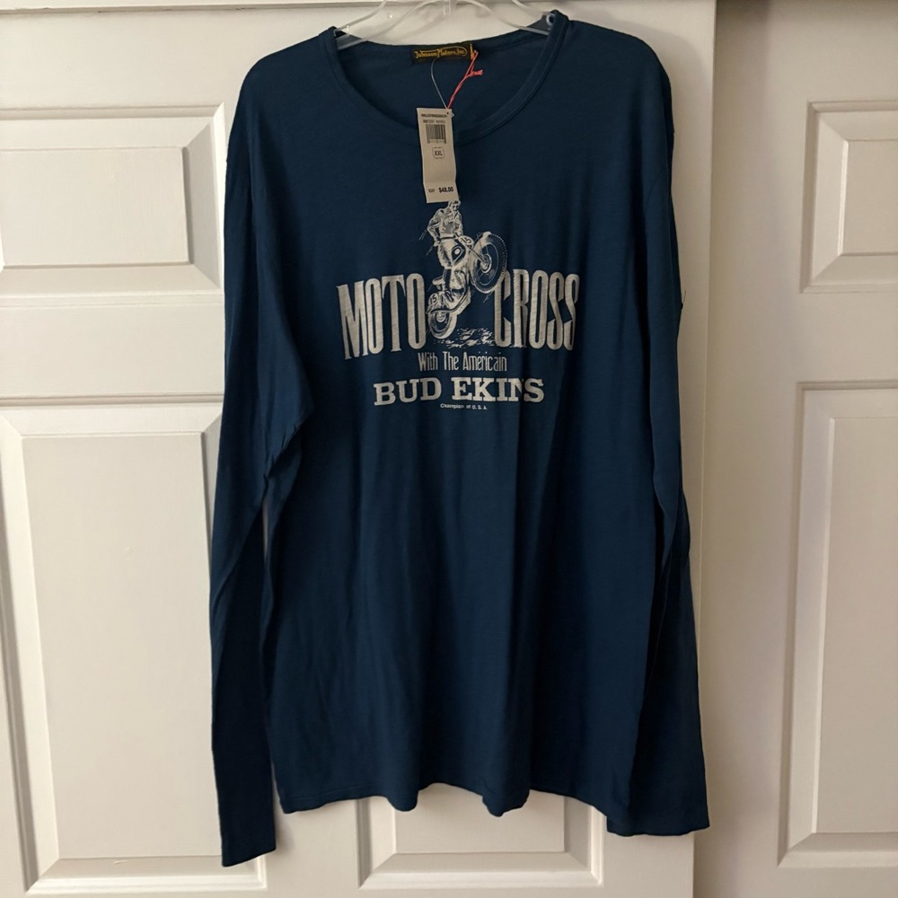 Lucky Brand Blue Moto Cross Graphic Tee